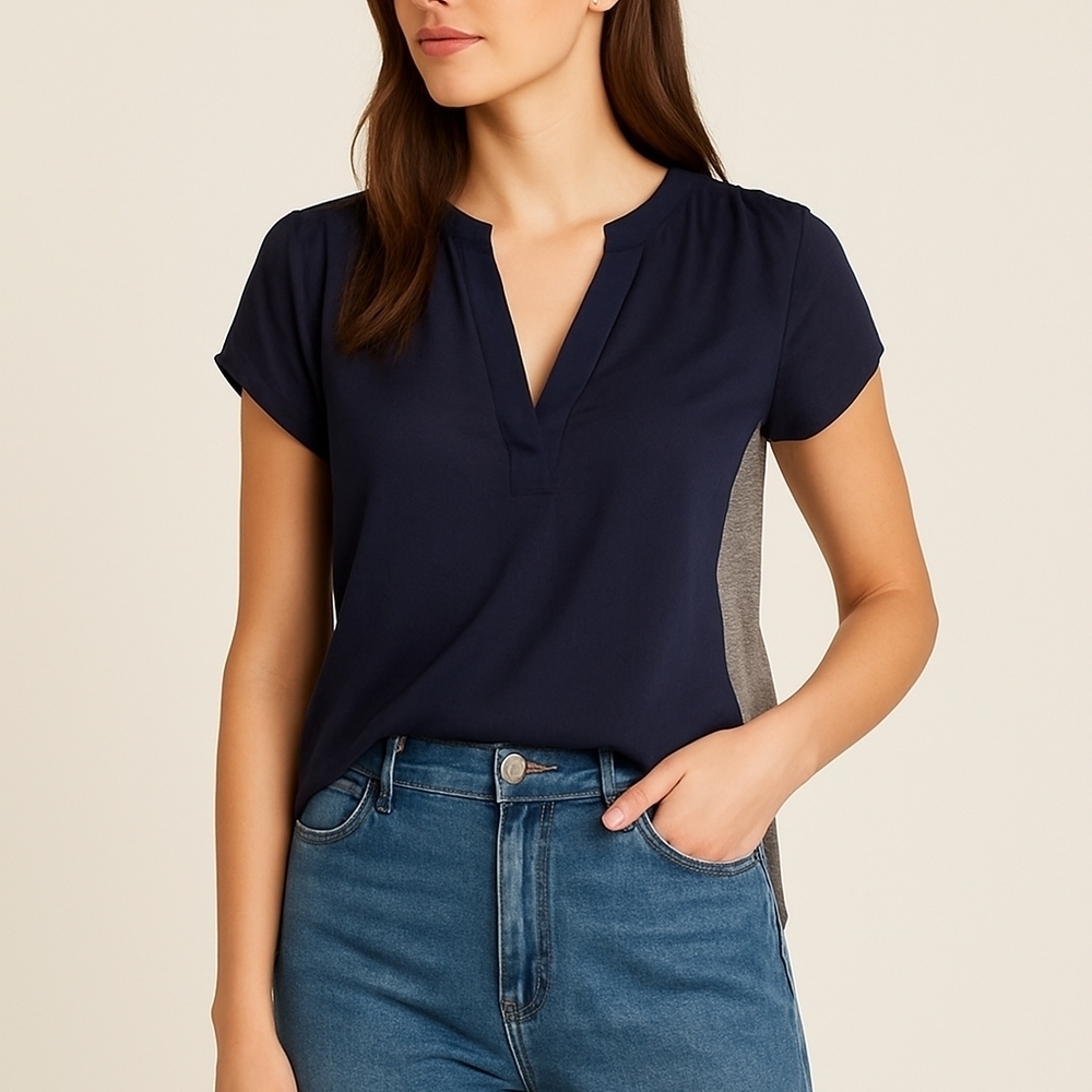 Aritzia Babaton Silk Front Short Sleeve Top